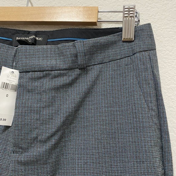 Banana Republic Blue Logan 0 Mid Rise Straight Fit Trouser Pant New Plaid Black - Picture 14 of 14